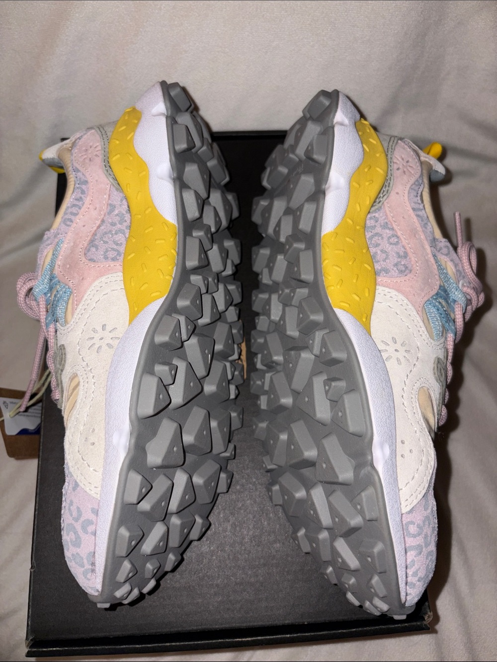 NWT Flower Mountain YAMANO 3 WOMAN Suede and fabric sneakers Lilac-Salmon-Pink - Picture 14 of 15